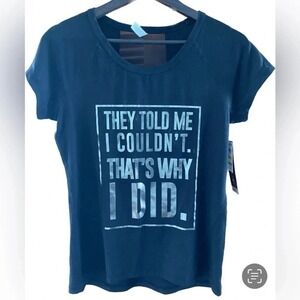 Ideology Women's Motivate Mesh Back Panel Black Short Sleeve T-Shirt Size Medium